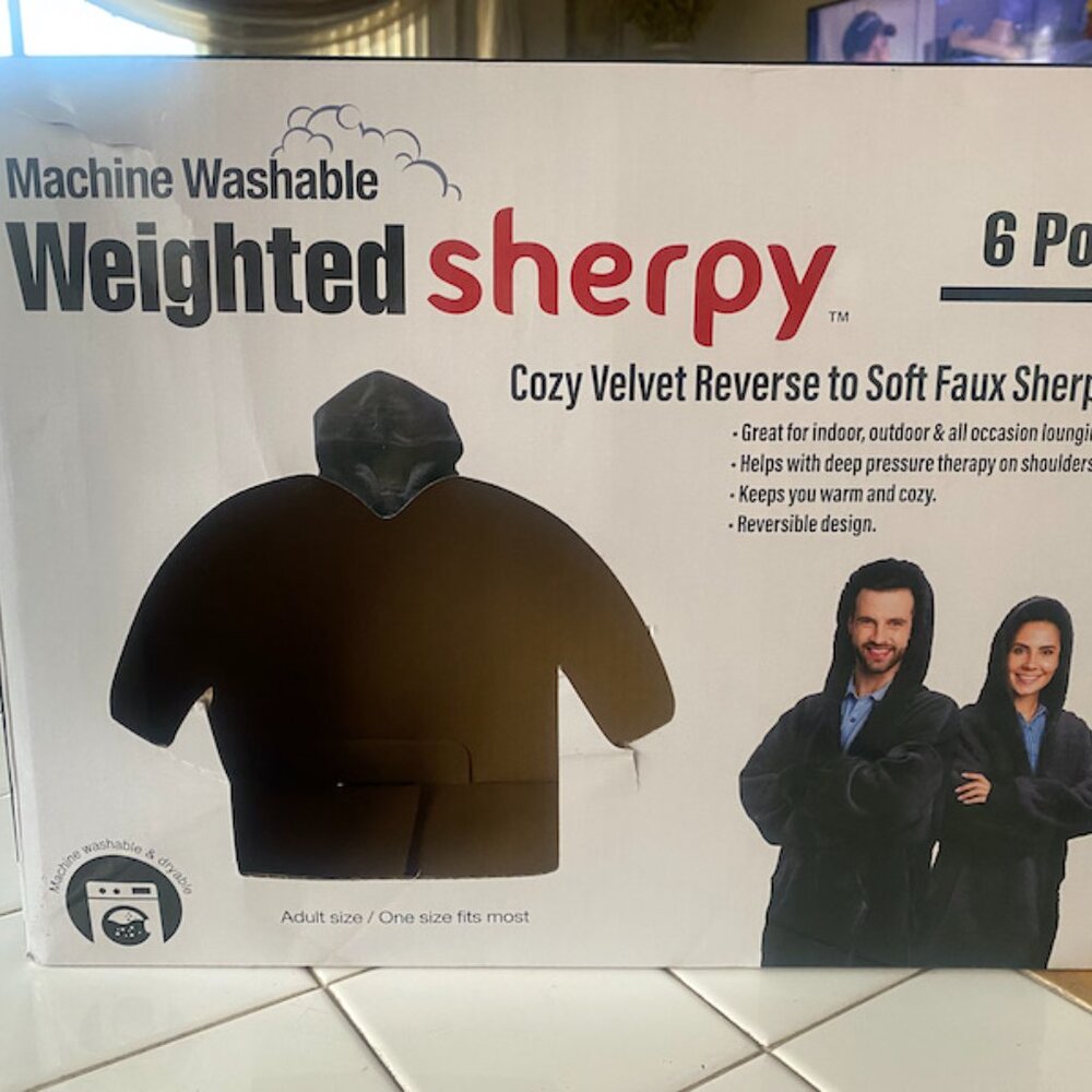 Weighted 6 Lbs Sherpy Reversible Lounging Hoodie Jacket Unisex Black Warm Cozy